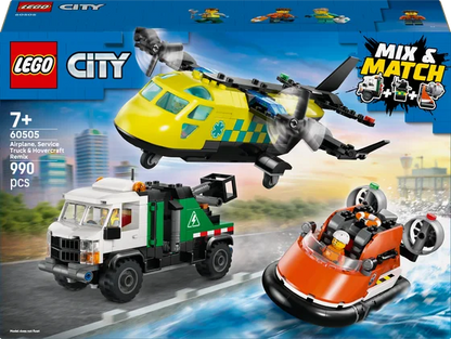 LEGO City - Vliegtuig, servicewagen en hovercraft remix - 60505