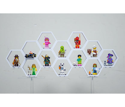 Zeshoekige minifiguur-houder met connectors.