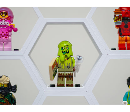 Zeshoekige minifiguur-houder met connectors.