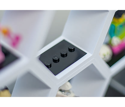Zeshoekige minifiguur-houder met connectors.