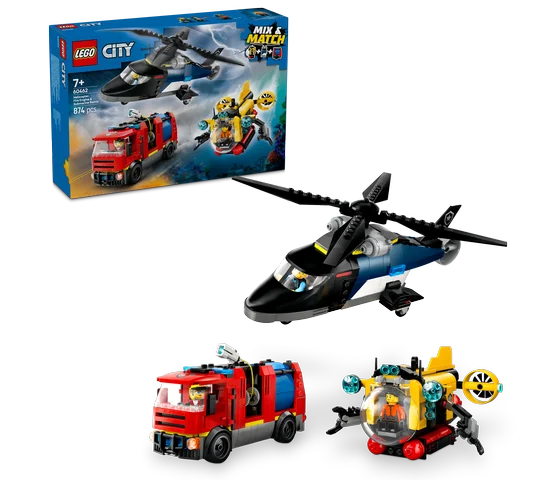LEGO City - Helikopter, brandweerauto en onderzeeër remix - 60462