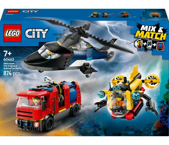 LEGO City - Helikopter, brandweerauto en onderzeeër remix - 60462
