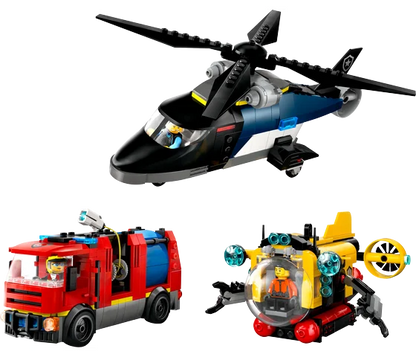 LEGO City - Helikopter, brandweerauto en onderzeeër remix - 60462