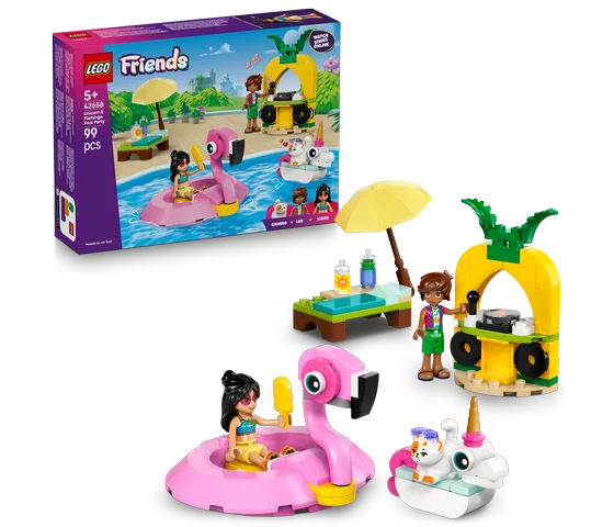 LEGO Friends - Zwembadfeestje met flamingo en eenhoorn - 42658