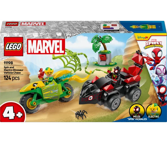 LEGO Marvel - Spin en Electro achtervolging met dinosaurusvoertuigen - 11198
