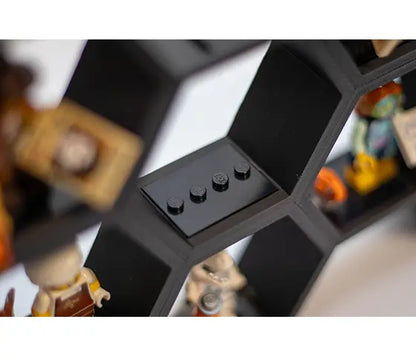 Zeshoekige minifiguur-houder met connectors.