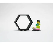 Hexagonal minifigure holder with connectors on all sides.